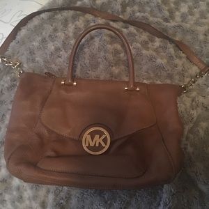 Michael Kors brown camel leather satchel purse